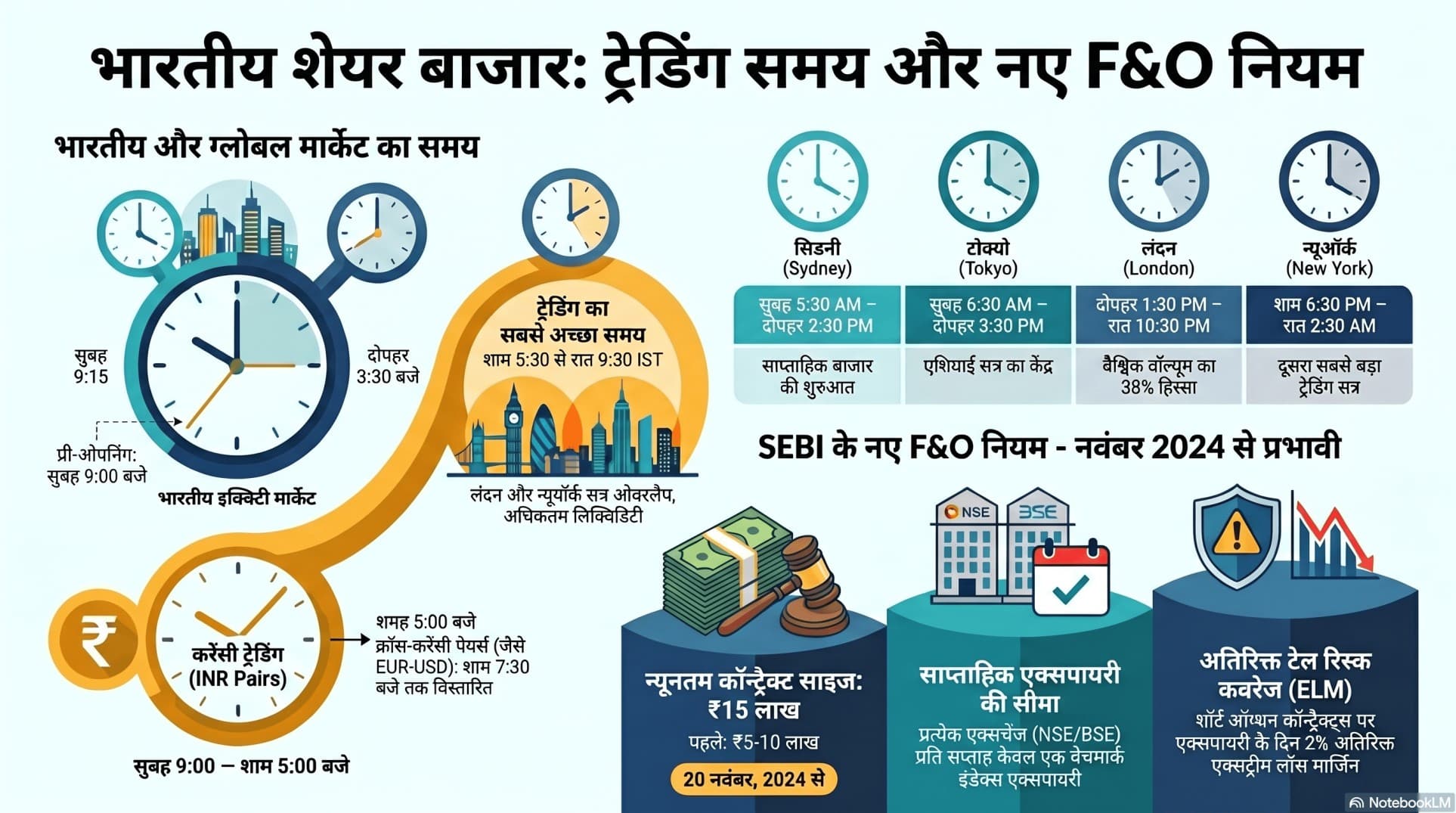भारतीय मार्केट का समय (सुबह 9:15 AM – दोपहर 3:30 PM) 🌍 ग्लोबल मार्केट ओवरलैप का असली खेल!